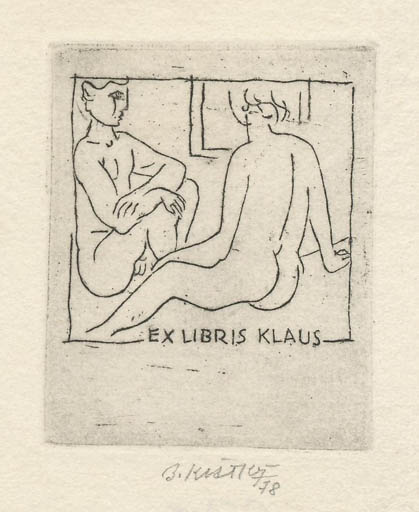 Exlibris by Bohumil Kratky from Czechoslovakia for Klaus Rödel - Woman 