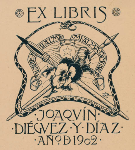 Exlibris by ? Unbekannt from Unknown for Joaquin Dieguez y Diaz - Flora Art 