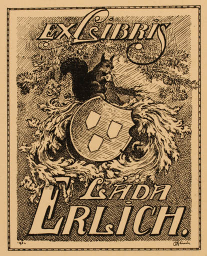 Exlibris by ? Unbekannt from Unknown for Lada Erlich - Fauna 
