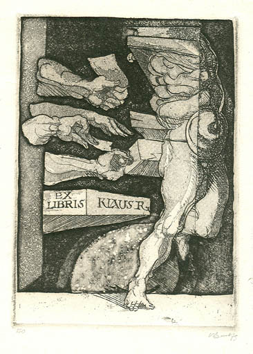 Exlibris by Augustinas Virgilijus Burba from Lithuania for Klaus Rödel - Abstract 