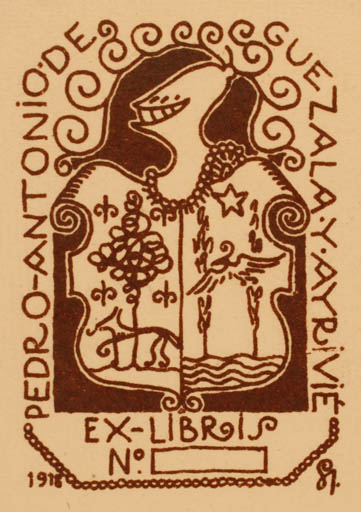 Exlibris by ? Unbekannt from Unknown for P. A. de Guezala y Airivie - Heraldry 