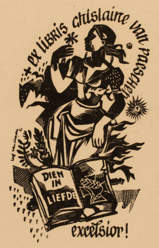 Exlibris by ? ? from Unknown for Chislaine Paeschen - Book Flora Woman 