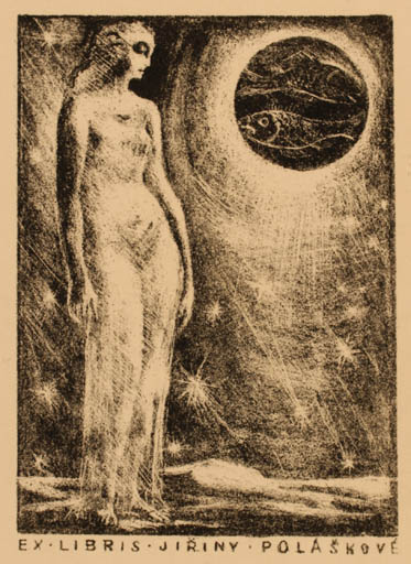 Exlibris by ? Unbekannt from Unknown for Jiriny Polaskove - Fish Woman 
