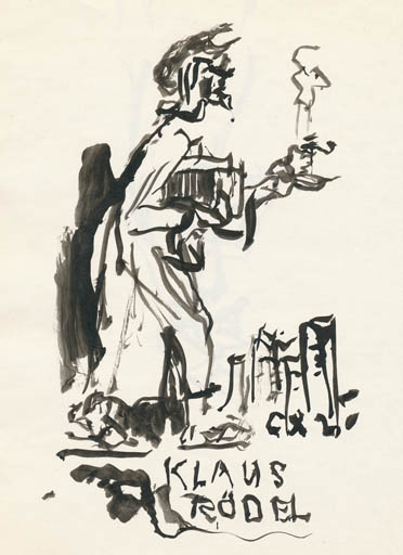 Exlibris by Jaroslav Vodrazka from Czechoslovakia for Klaus Rödel - Don Quijote 