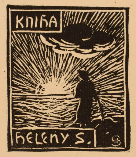 Exlibris by ? Unbekannt from Unknown for Heleny S. - Scenery/Landscape Sun 