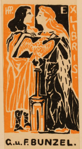 Exlibris by ? Unbekannt from Unknown for G. u. F. Bunzel - Woman 