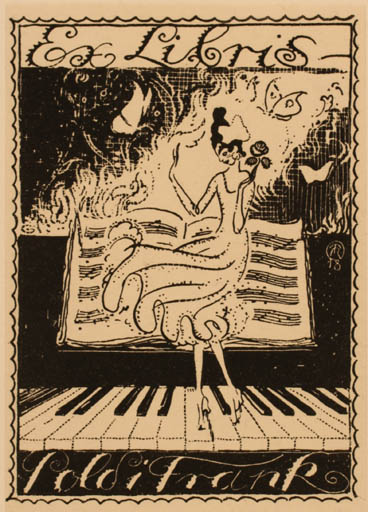 Exlibris by ? Unbekannt from Unknown for Poldi Frank - Woman Music 