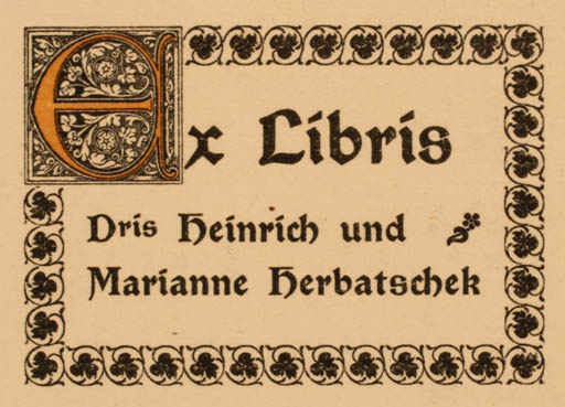 Exlibris by ? Unbekannt from Unknown for Dr. Heinr. u. M- Herbatschek - Text/Writing 