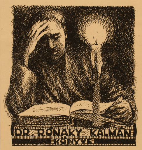 Exlibris by ? Unbekannt from Unknown for Dr. Kalman Ronaky - Book Man 