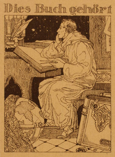 Exlibris by ? Unbekannt from Unknown for ? Universalexlibris - Book Interior Globe Man 