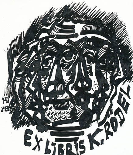 Exlibris by Jurij W. Kuznetsow from Soviet Union for Klaus Rödel - 