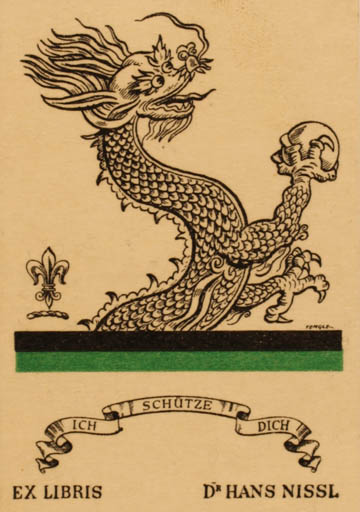 Exlibris by ? Tongler from Unknown for Dr. Hans Nissl - Fable Animal 