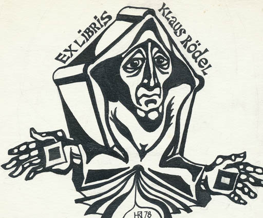 Exlibris by Jurij W. Kuznetsow from Soviet Union for Klaus Rödel - Portrait 