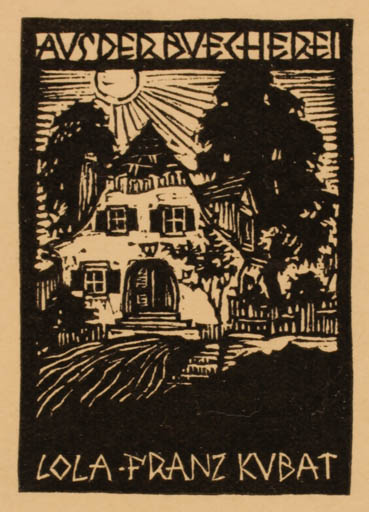 Exlibris by ? Unbekannt from Unknown for Lola + Franz Kubat - Architecture Sun 