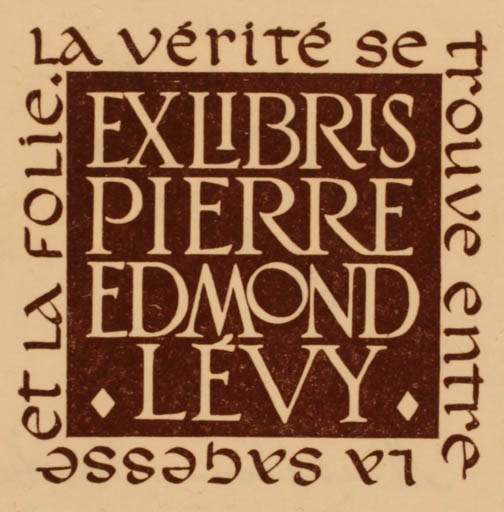 Exlibris by Micheline Nicolai from France for Pierre Edmond Levy - Text/Writing 