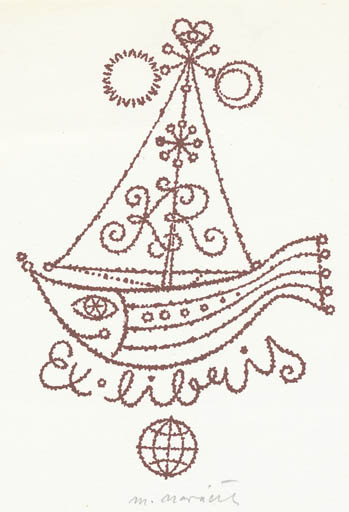 Exlibris by Miloslav Novacek from Czechoslovakia for Klaus Rödel - Fish Maritime 