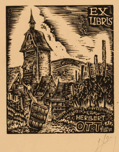 Exlibris by ? Unbekannt from Unknown for Herbert S. Ott - Architecture 