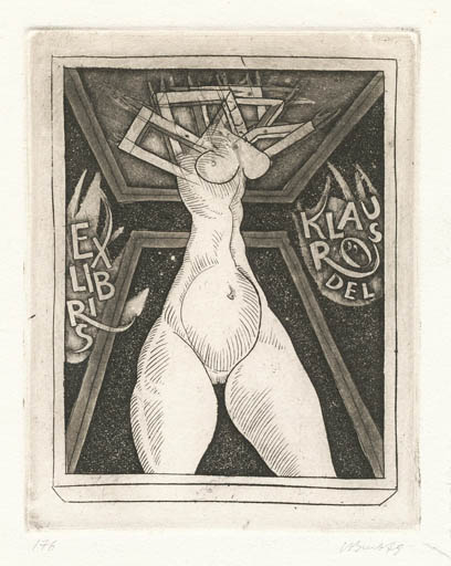 Exlibris by Augustinas Virgilijus Burba from Lithuania for Klaus Rödel - Woman Surrealism 