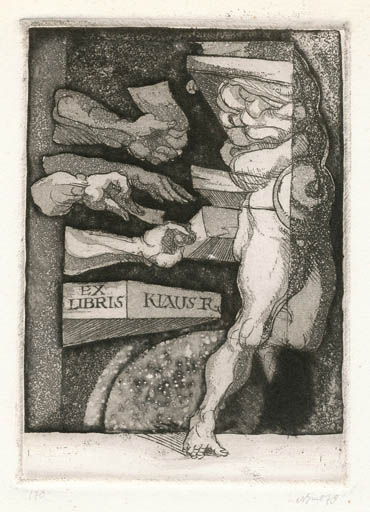 Exlibris by Augustinas Virgilijus Burba from Lithuania for Klaus Rödel - Hand(s) Woman 