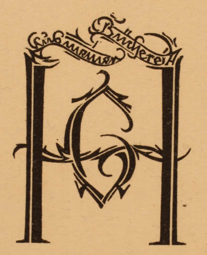 Exlibris by Elisabeth Schumacher from Germany for ? H. G. - Monogram Text/Writing 