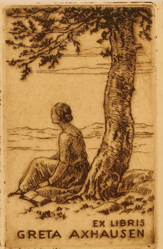 Exlibris by ? Unbekannt from Unknown for Greta Axhausen - Woman Tree 