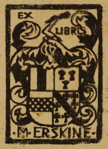 Exlibris by ? Unbekannt from Unknown for M. Erskine - Heraldry 