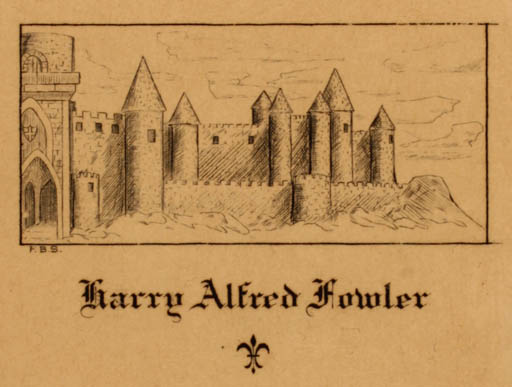Exlibris by ? Unbekannt from Unknown for Harry Alfred Fowler - Castle/Palace 