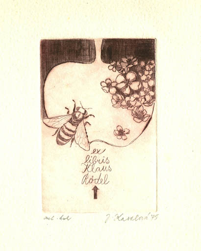 Exlibris by Jana Kasalova from Czechoslovakia for Klaus Rödel - Fauna Flora 