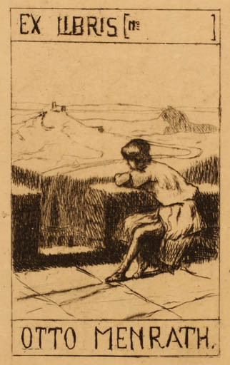 Exlibris by ? Unbekannt from Unknown for Otto Menrath - Woman Scenery/Landscape 