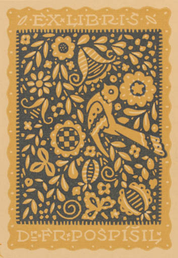 Exlibris by ? Unbekannt from Unknown for Dr. Fr. Pospisil - Bird 