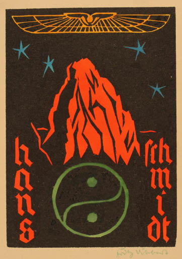Exlibris by ? Unbekannt from Unknown for Hans Schmidt - Mountain 