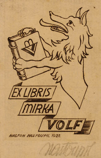 Exlibris by Naston Nastoupil from Unknown for Mirka Volf - Book Fauna 