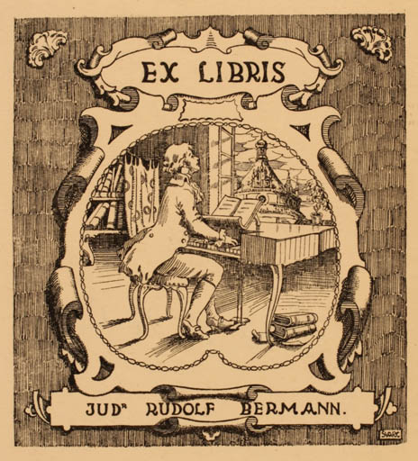 Exlibris by ? Svarc from Unknown for Dr. Rudolf Berman - Interior Music 