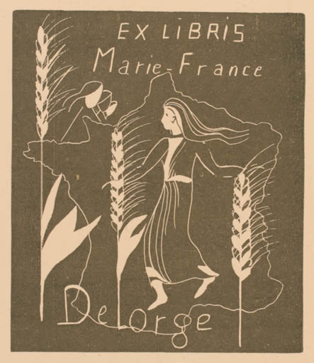 Exlibris by ? Unbekannt from Unknown for Marie France Delorge - Flora Woman 