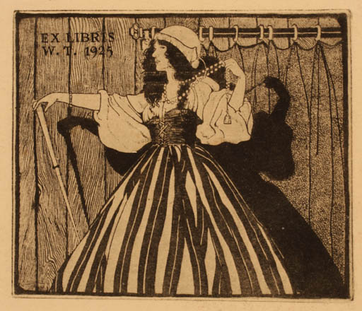 Exlibris by ? Unbekannt from Unknown for ? W. T. - Jugend Woman 