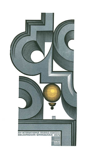 Exlibris by Anatolij Kalaschnikow from Soviet Union for Klaus Rödel - Abstract Exlibris Congress 