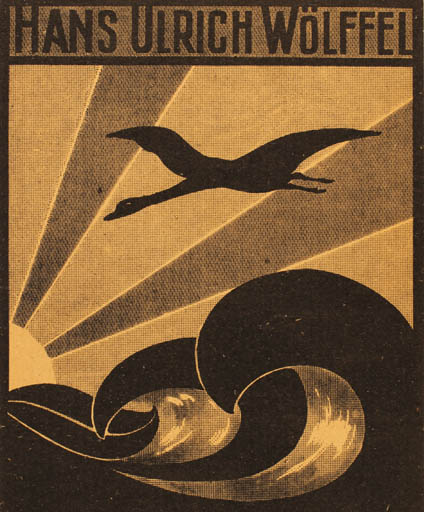 Exlibris by ? Unbekannt from Unknown for Hans Ulrich Wölffel - Bird Sun 