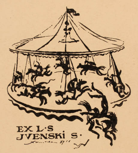 Exlibris by W. N. Chishnjak from Russia for S. Ivenski - Horse Theater/Cirkus 