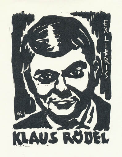 Exlibris by Kàroly Andrusko from Yugoslavia for Klaus Rödel - Portrait 