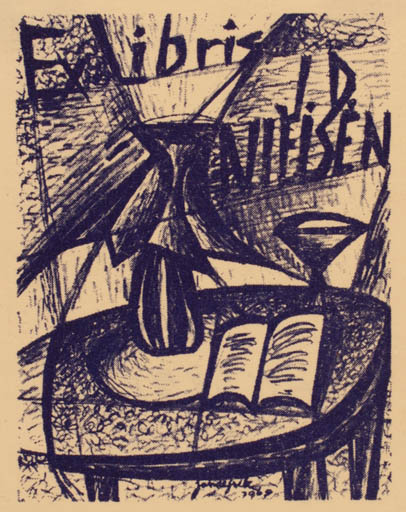 Exlibris by ? Jandyzek from Czechoslovakia for Johan Due Nielsen - Interior 