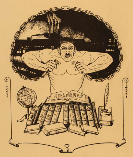 Exlibris by ? Unbekannt from Unknown for Lajos Öry - Book Globe Man 