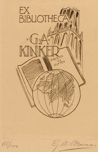 Exlibris by G. A. Bruno from Unknown for G. A. Kinker - Book Globe 