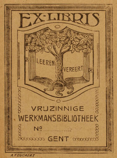 Exlibris by A. Foucaert from Unknown for ? V. Werkmansbibliotheek - Book Tree 