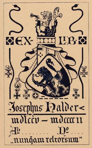 Exlibris by Josephus Halder from Unknown for Josephus Halder - Heraldry 