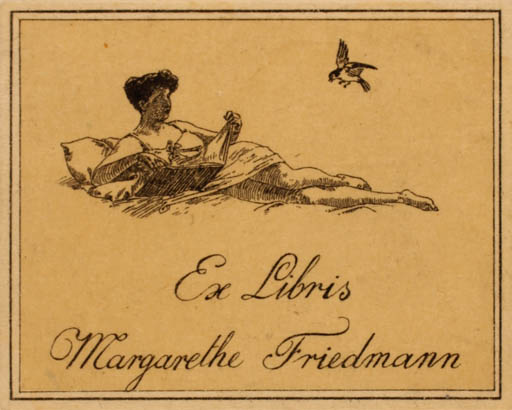 Exlibris by ? Unbekannt from Unknown for Margarethe Friedmann - Book Bird Woman 