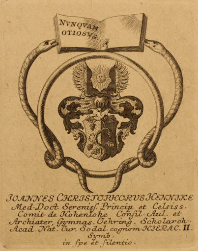 Exlibris by ? Unbekannt from Unknown for Joannes Christophorus Hennike - Fauna Heraldry 