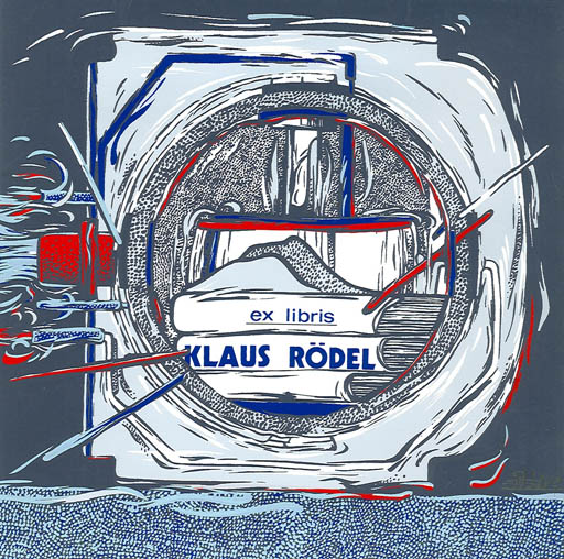 Exlibris by Emil Hoorne from Belgium for Klaus Rödel - Abstract Literature 