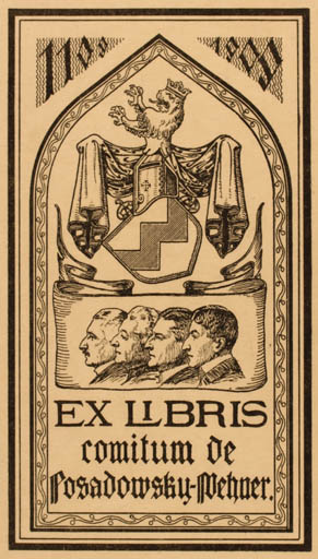 Exlibris by ? Unbekannt from Unknown for de Posadowsky-Wehner - Heraldry Portrait 