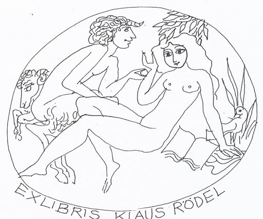 Exlibris by Elfriede Weidenhaus from Germany for Klaus Rödel - Erotica 