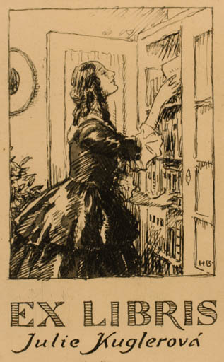 Exlibris by Hugo Böttinger from Czech Republic for Julie Kuglerova - Interior Woman 